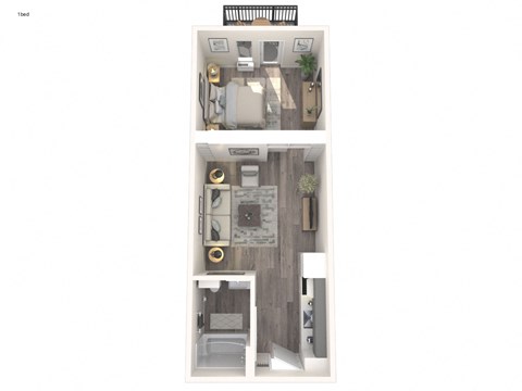 Floor plan for 1 bed, 1 bath, 467 sqft